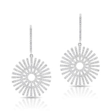 14KT White Gold Diamond Sun Rays Wireback Earrings