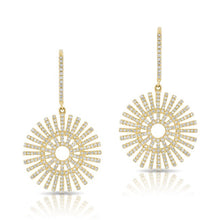14KT Yellow Gold Diamond Sun Rays Wireback Earrings