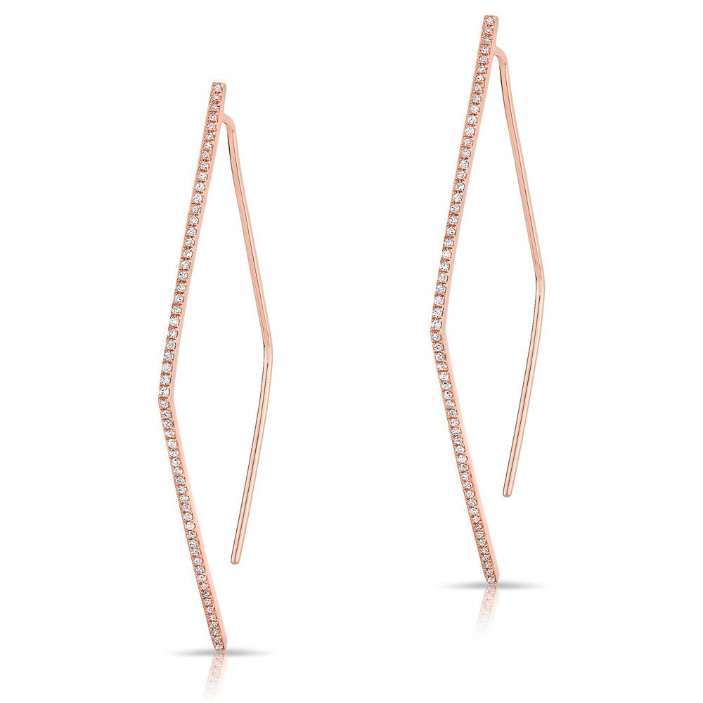 14KT Rose Gold Diamond Edgy Wishbone Earrings