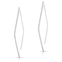 14KT White Gold Diamond Edgy Wishbone Earrings