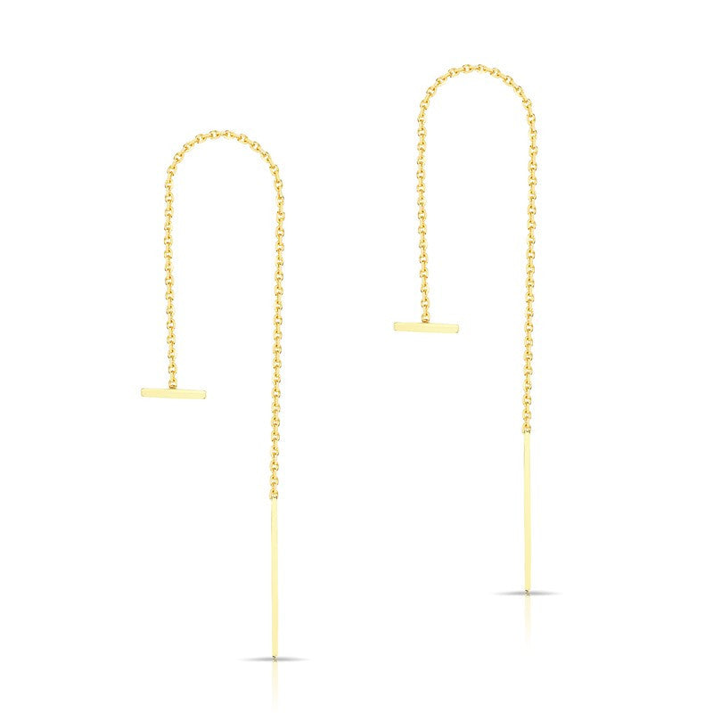 14KT Solid Yellow Gold Beam Threader Earrings