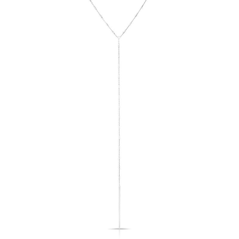 14KT Solid White Gold Chain Lariat