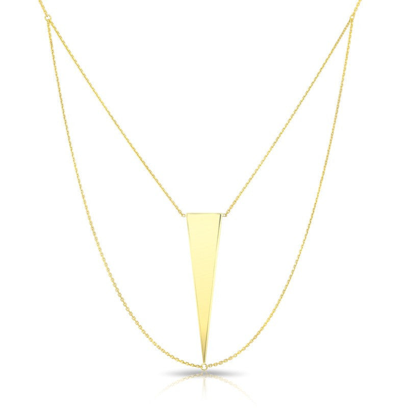 14KT Solid Yellow Gold Julia Triangle Necklace