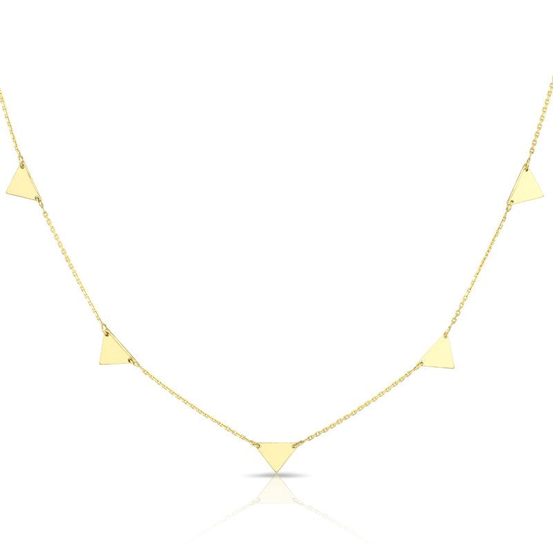 14KT Solid Yellow Gold Triangles Necklace