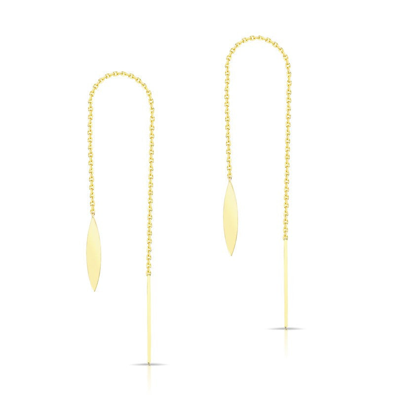 14KT Solid Yellow Gold Petal Threader Earrings