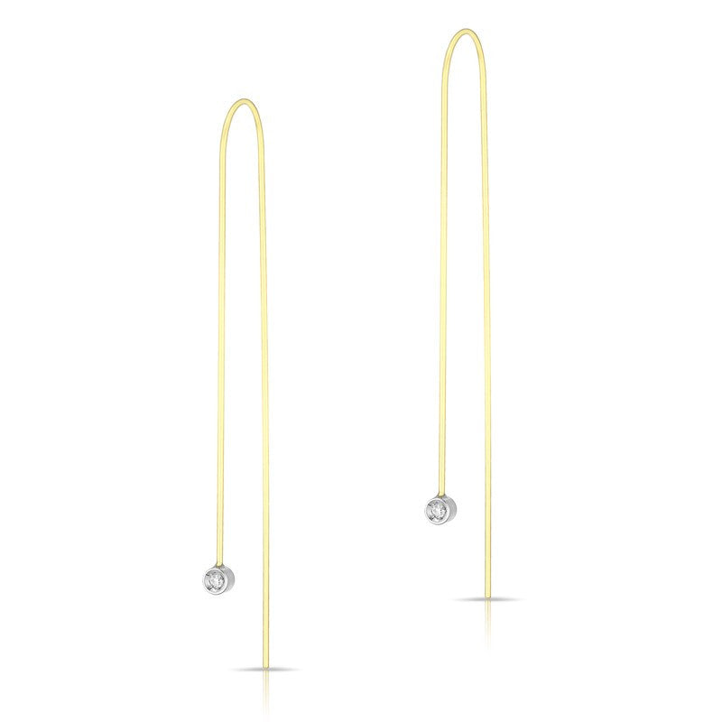 14KT Solid Yellow Gold Stephanie Diamond Threader Earrings