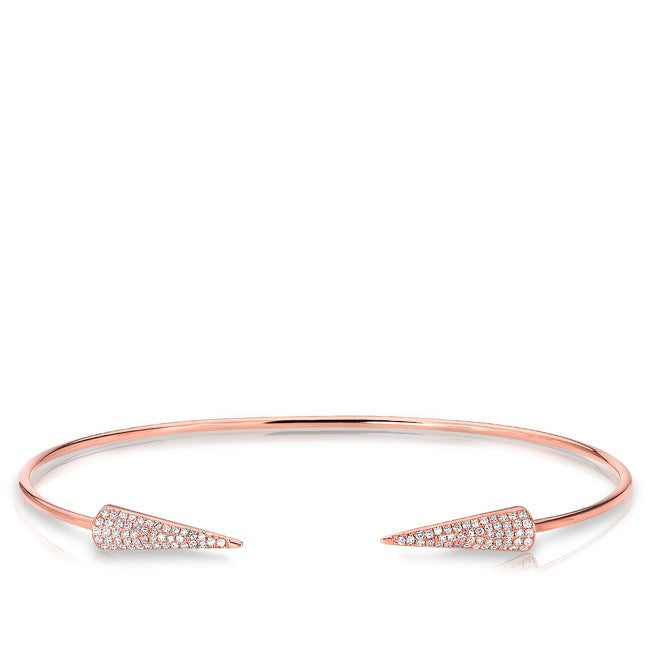 14KT Rose Gold Diamond Open Pierce Cuff Bracelet