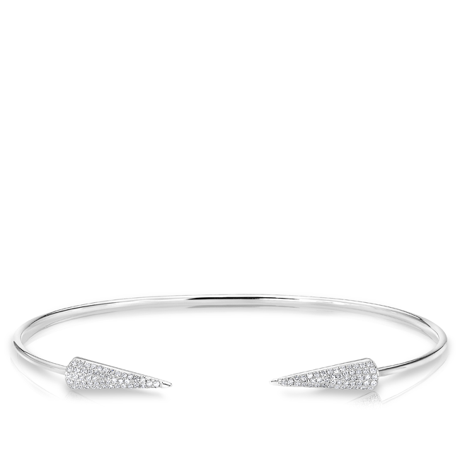 14KT White Gold Diamond Open Pierce Cuff Bracelet
