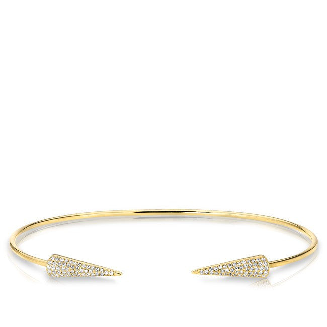 14KT Yellow Gold Diamond Open Pierce Cuff Bracelet
