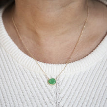 14KT Yellow Gold Chrysoprase Diamond Necklace