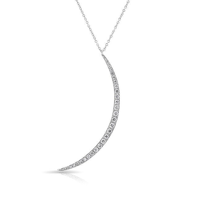 14KT White Gold Diamond Lunula Necklace