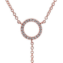 14KT Rose Gold Diamond Open Circle Flirt Lariat Spike Necklace