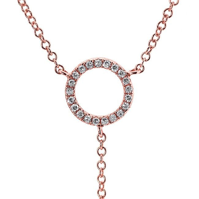 14KT Rose Gold Diamond Open Circle Flirt Lariat Spike Necklace