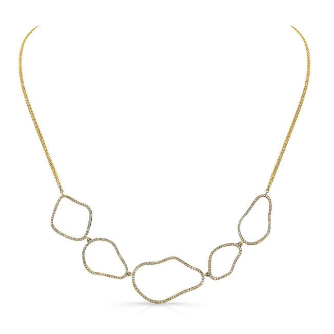 14KT Yellow Gold Diamond Organic Shape Necklace