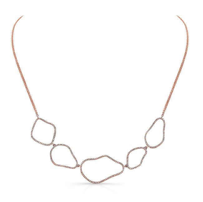 14KT Rose Gold Diamond Organic Shape Necklace