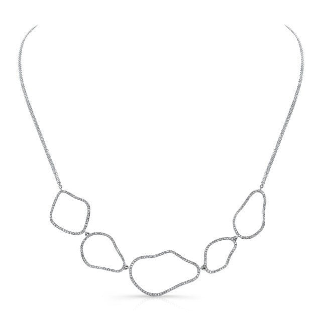 14KT White Gold Diamond Organic Shape Necklace
