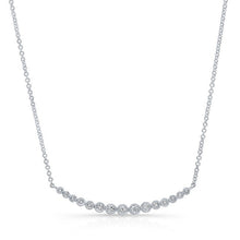 14KT White Gold Diamond Crescent Bezel Set Necklace