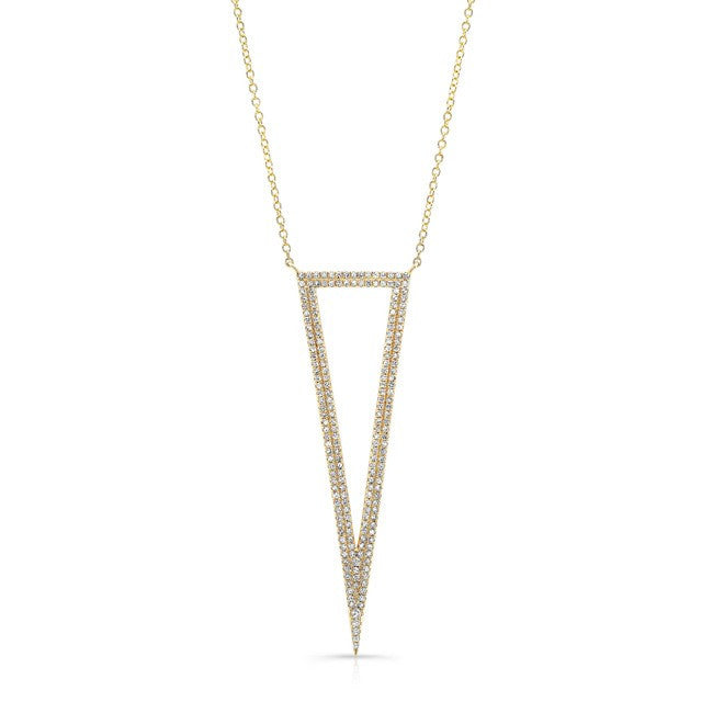 14KT Yellow Gold Diamond Open Triangle Necklace