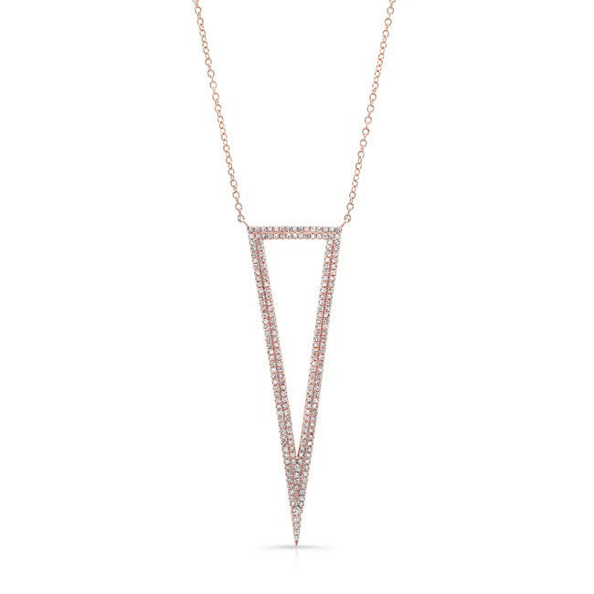 14KT Rose Gold Diamond Open Triangle Necklace