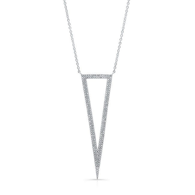 14KT White Gold Diamond Open Triangle Necklace