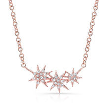 14KT Rose Gold Diamond Triple Starburst Necklace