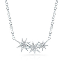 14KT White Gold Diamond Triple Starburst Necklace
