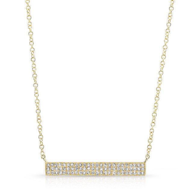 14KT Yellow Gold Diamond Wide Bar Necklace
