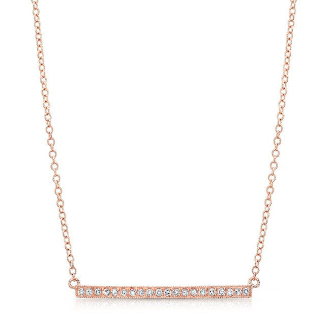 14KT Rose Gold Diamond Bar Necklace