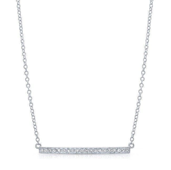 14KT White Gold Diamond Bar Necklace