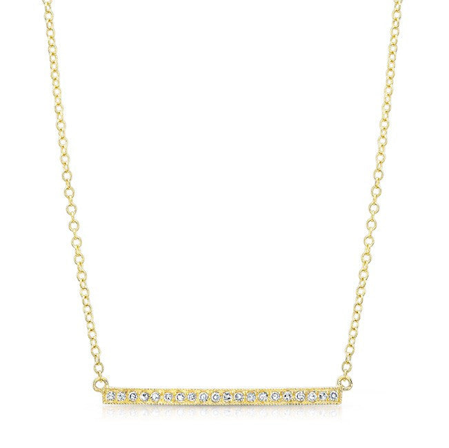 14KT Yellow Gold Diamond Bar Necklace