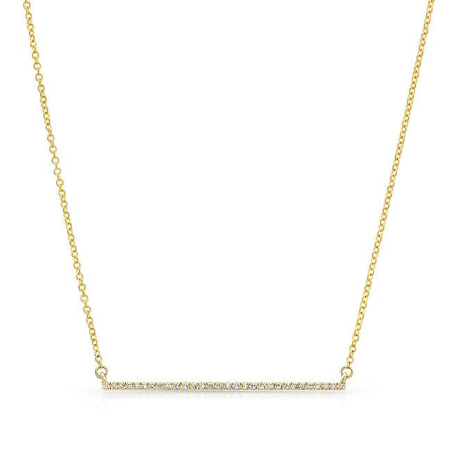 14KT Yellow Gold Diamond Thin Bar Necklace