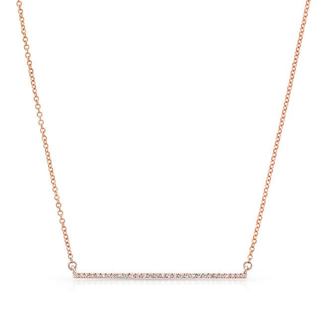 14KT Rose Gold Diamond Thin Bar Necklace