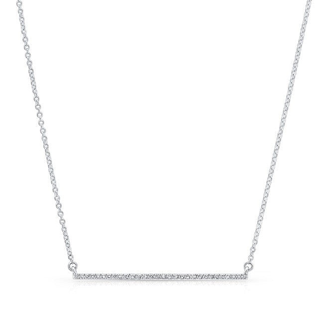 14KT White Gold Diamond Thin Bar Necklace