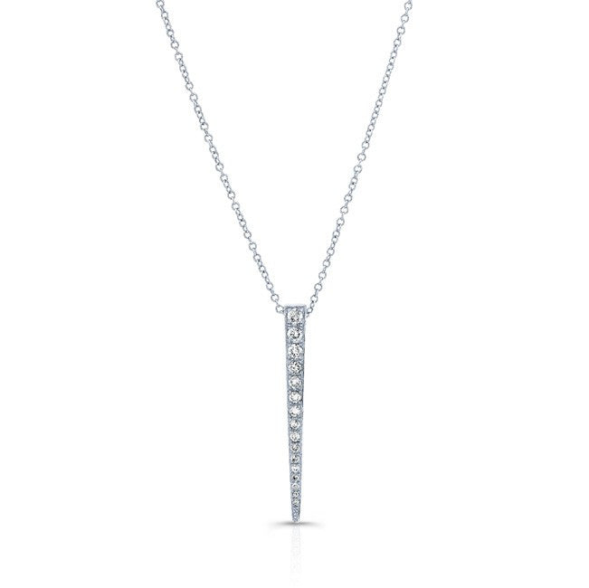 14KT White Gold Diamond Large Dagger Necklace