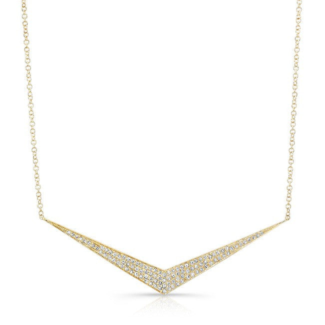 14KT Yellow Gold Diamond Chevron Necklace