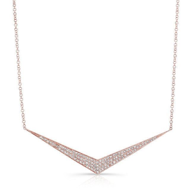 14KT Rose Gold Diamond Chevron Necklace