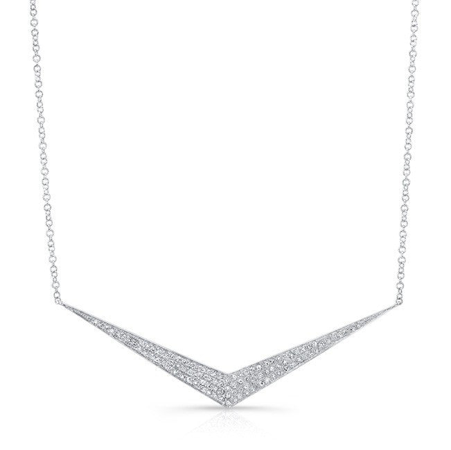 14KT White Gold Diamond Chevron Necklace