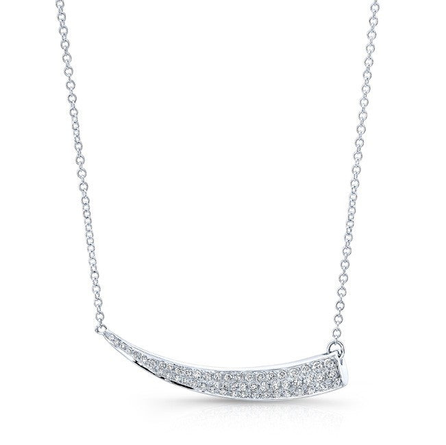 14KT White Gold Diamond Sideways Horn Necklace