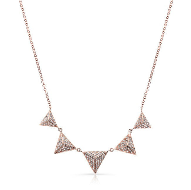14KT Rose Gold Diamond Five Triangle Necklace