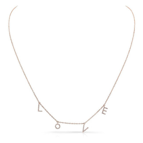 14KT Rose Gold All Diamond Love Necklace