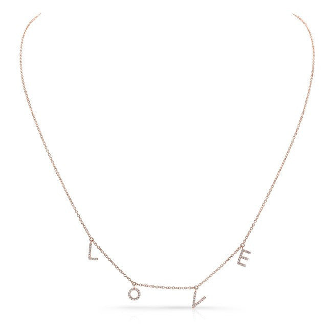 14KT Rose Gold All Diamond Love Necklace