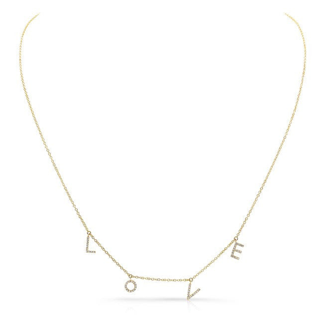 14KT Yellow Gold All Diamond Love Necklace