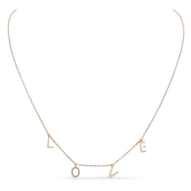 14KT Rose Gold Love Necklace -Diamond O