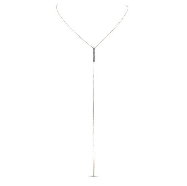 14KT Rose Gold Diamond Bar Lariat Necklace