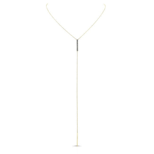 14KT Yellow Gold Diamond Bar Lariat Necklace