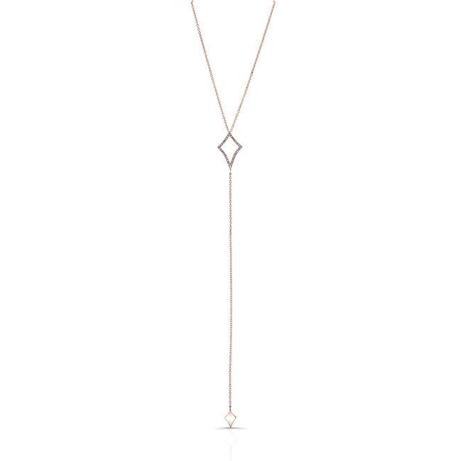 14KT Rose Gold Diamond Shape Lariat Necklace