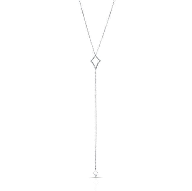 14KT White Gold Diamond Shape Lariat Necklace