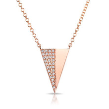 14KT Rose Gold Half Diamond Long Triangle Necklace