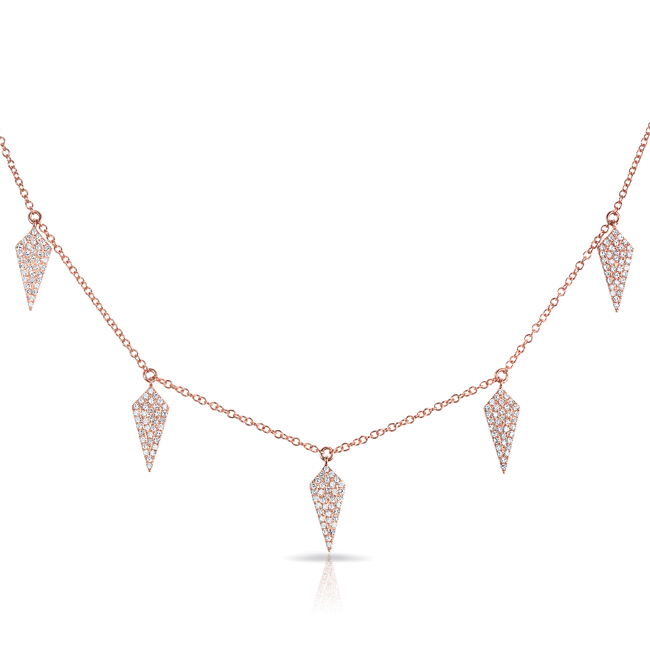 14KT Rose Gold Diamond Medium Shield Drops Necklace