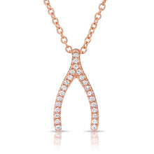 14KT Rose Gold Diamond Wishbone Necklace